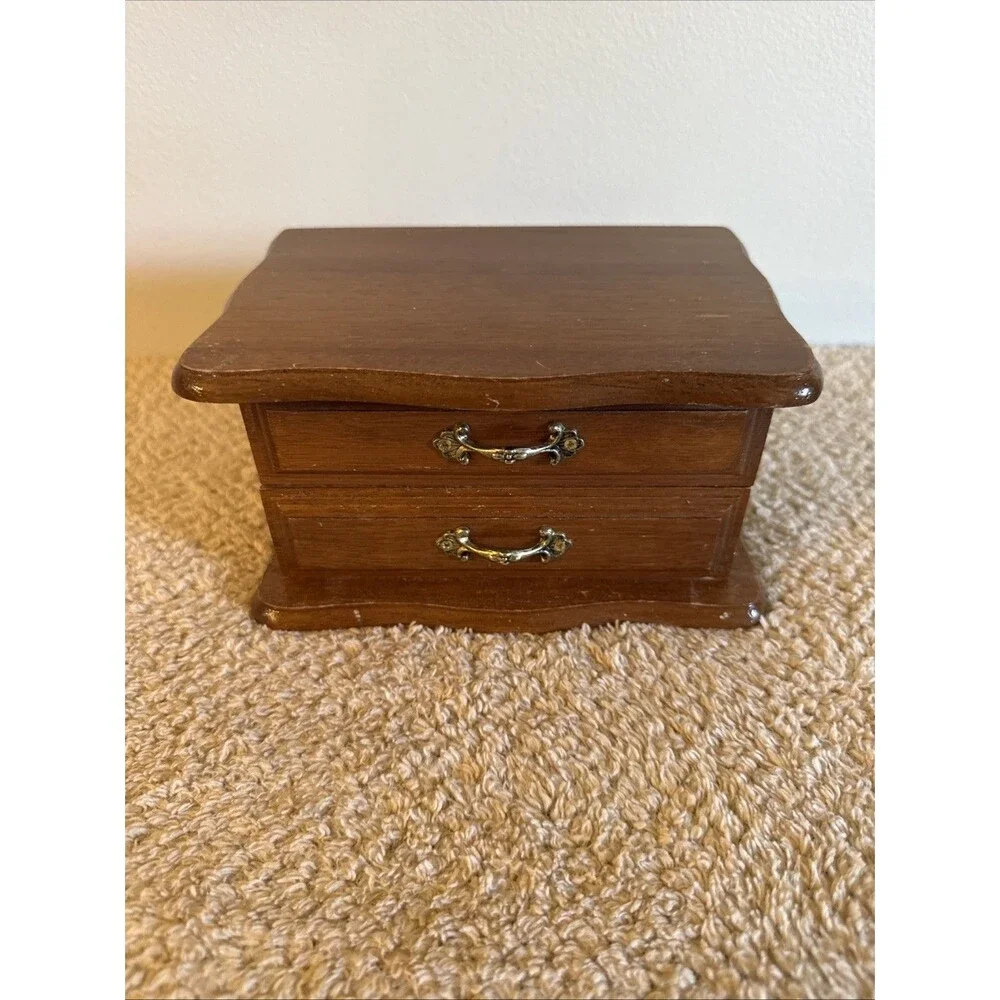 Vintage Wooden Small Jewelry Box, Multiple  Compartments 7'' x 4'' 1 Drawer